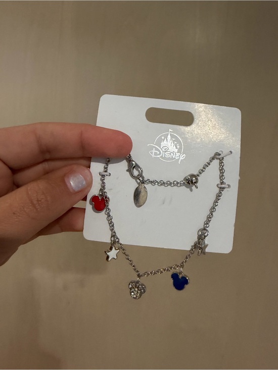 Disney Jewelry - Disney America Silver Charm Bracelet with Red & Blue Mickey Charms